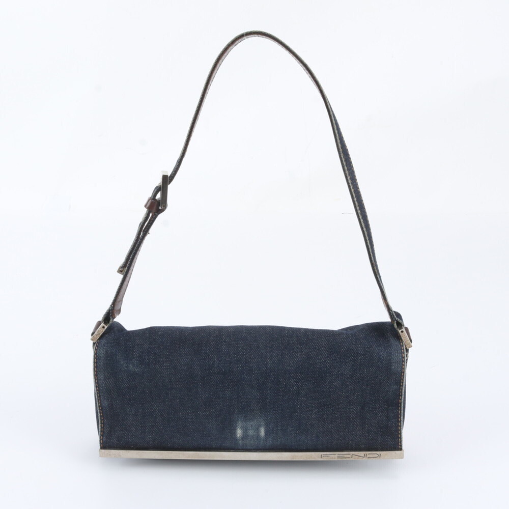 Fendi 26640 Leather Denim Shoulder Bag, One-Shoulder Tote Handbag for Women